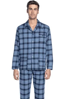 Piżamy męskie - Flanelowa piżama męska LORENZO Niebieski XL - grafika 1