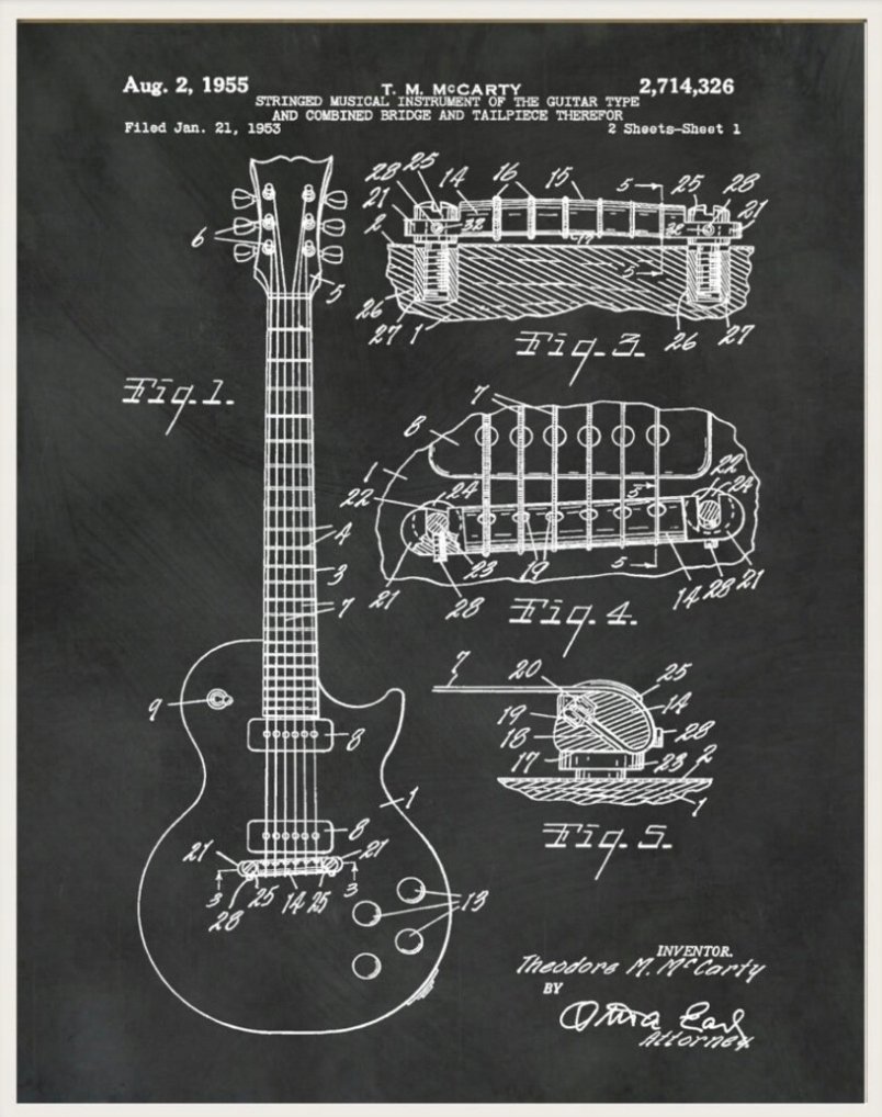 PUZZLE retro Patent na gitarę McCarty + IMIĘ Pudełko 120 el.