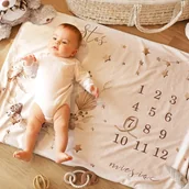 Koce i narzuty dla dzieci - KOCYK do zdjęć z imieniem i miesiącami FOTO-KOCYK BOHO - miniaturka - grafika 1