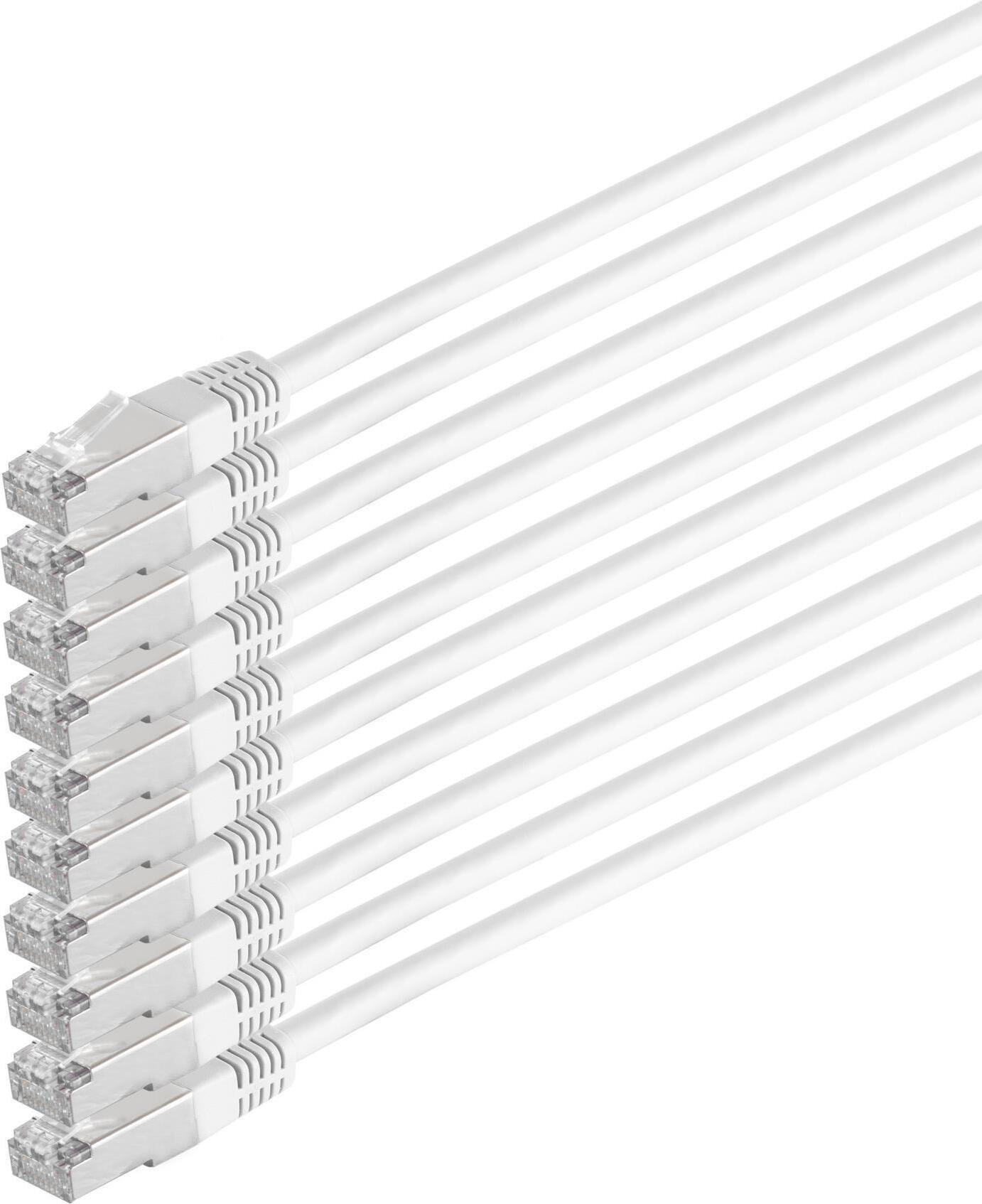 Kabel sieciowy patch S/CONN, kat. 6, S/FTP, PIMF, bezhalogenowy, VE10, biały, 1,0 m (75711-HW-SET10)