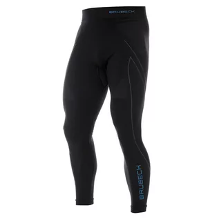 Spodnie sportowe męskie - Brubeck - Legginsy termoaktywne Thermo - Nilit® Heat - Czarno-niebieskie - LE11840A - grafika 1