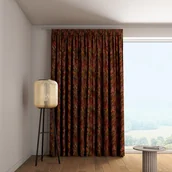 Zasłony - Zasłona na taśmie marszczącej 1 szt., bordowo-złote liście paproci, Intenso Premium - miniaturka - grafika 1