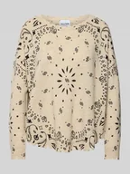 Swetry damskie - Sweter z dzianiny o kroju oversized z okrągłym dekoltem model ‘MELA’ - miniaturka - grafika 1