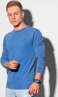 Koszulki męskie - Ombre Longsleeve męski bez nadruku L131 - ciemnoniebieski XXL - miniaturka - grafika 1