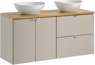 Zestaw meblowy 120cm z blatem i 2 umywalkami nablatowymi Lola - Meble łazienkowe - miniaturka - grafika 1