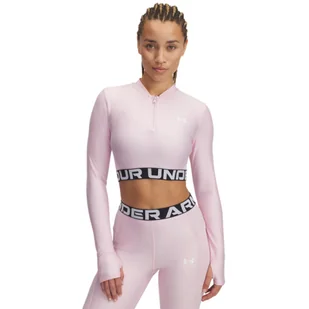 Damski longsleeve treningowy Under Armour Heatgear Rib 1/4 Zip Ls - różowy - Koszulki i topy damskie - miniaturka - grafika 1