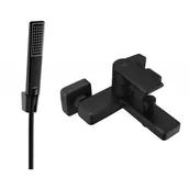 Baterie umywalkowe - Mexen Mino R72 bateria wannowa z zestawem prysznicowym, czarna - miniaturka - grafika 1