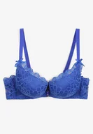 Biustonosze - Niebieski Biustonosz Typu Push-Up w Kwiatowy Wzór Rivatra - miniaturka - grafika 1