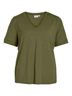 Koszulki i topy damskie - Vila Koszulka w kolorze khaki - miniaturka - grafika 1