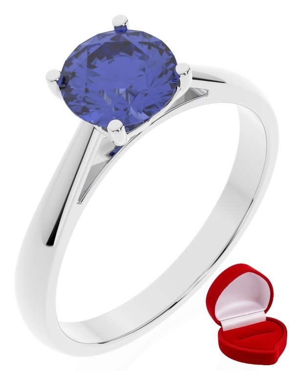 ZŁOTY PIERŚCIONEK ZARĘCZYNOWY 585 14k TANZANIT 1 ct BIAŁE ZŁOTO R21