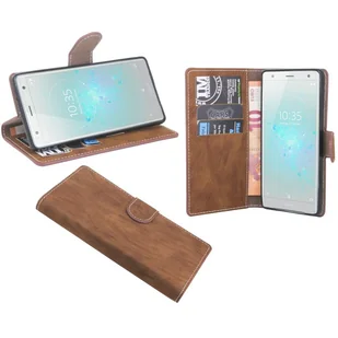Etui na telefon komórkowy Sony Xperia XZ2 kieszonka etui z klapką pokrowiec ochronny na smartfon brązowy - Etui i futerały do telefonów - miniaturka - grafika 1