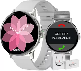 Paski - Smartwatch Damski Giewont GW330-2 Srebrny-Szary Pasek Silikonowy + Srebrna Bransoleta 100% ORYGINAŁ WYSYŁKA 0zł (DPD INPOST) GWARANCJA POLECANY ZAKUP W TYM SKLEPIE - grafika 1