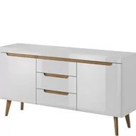 Komody - Komoda NKSZ160 Nordi Piaski Meble Biały / Biały Połysk / Dąb Riviera - miniaturka - grafika 1