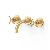 Baterie umywalkowe - Bateria umywalkowa dwuuchwytowa podtynkowa Tres Montblanc 24-K złoto matowe 28330001OM - miniaturka - grafika 1