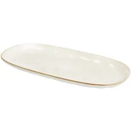 Miski i półmiski - Półmisek owalny biały z brązową krawędzią 31 cm - miniaturka - grafika 1