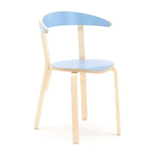 Drewniane krzesło do stołówki LINUS, W 450 mm, brzoza, laminat niebieski - Podnóżki, podpórki, podkładki - miniaturka - grafika 1