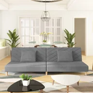 Sofy i kanapy - vidaXL Lumarko 2-osobowa sofa, 2 poduszki, jasnoszara, tapicerowana tkaniną! 337592 - miniaturka - grafika 1