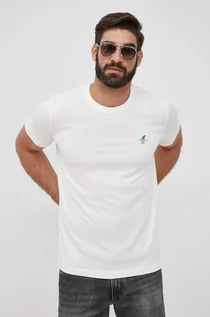 Koszulki męskie - Selected Homme t-shirt bawełniany kolor beżowy z aplikacją - grafika 1