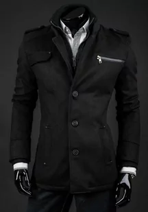 Płaszcz męski zimowy czarny Denley 8856A - Płaszcze męskie - miniaturka - grafika 1