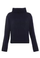 Swetry damskie - Blonda Damski sweter z golfem z długimi rękawami, akryl, granatowy, rozmiar M/L, morski, M - miniaturka - grafika 1