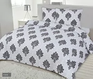 Pościel - Matex Pościel flanelowa 140x200 F-63A glamour styl biały szary - miniaturka - grafika 1