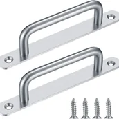 Zawiasy, okucia i inne akcesoria - Zestaw 2 klamek do drzwi przesuwnych ze stali nierdzewnej z płytką tylną do szafek ze srebrnymi drzwiami stodołowymi (192 mm) - miniaturka - grafika 1