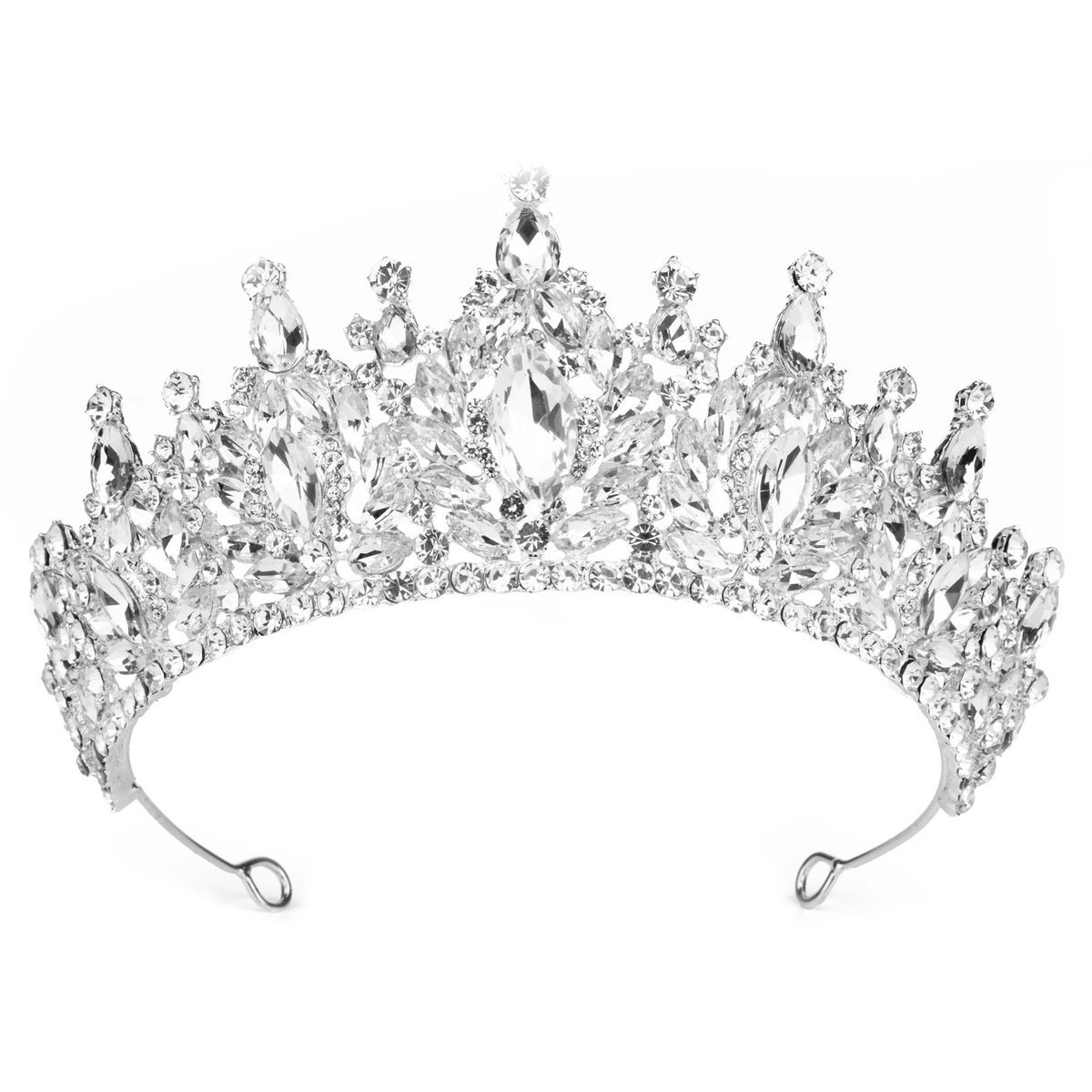 DIADEM Korona Tiara MISS GLOW ŚLUBNY srebrny cyrkonie KRYSZTAŁY