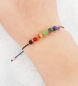 Bransoletki - Bransoletka 7 CZAKR - cakry, czakramy - czarna nić - kamienie naturalne - miniaturka - grafika 1