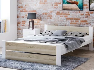 Łóżko 120x200 cm DMD14 Białe + dąb sonoma - Łóżka - miniaturka - grafika 1