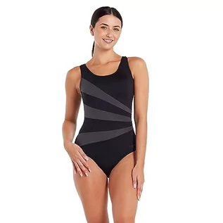 Stroje kąpielowe - Zoggs Damski kostium kąpielowy Sandon Scoopback z piankowymi miseczkami i kontrolą brzucha, Czarny/Eko Tkanina, 44 - grafika 1
