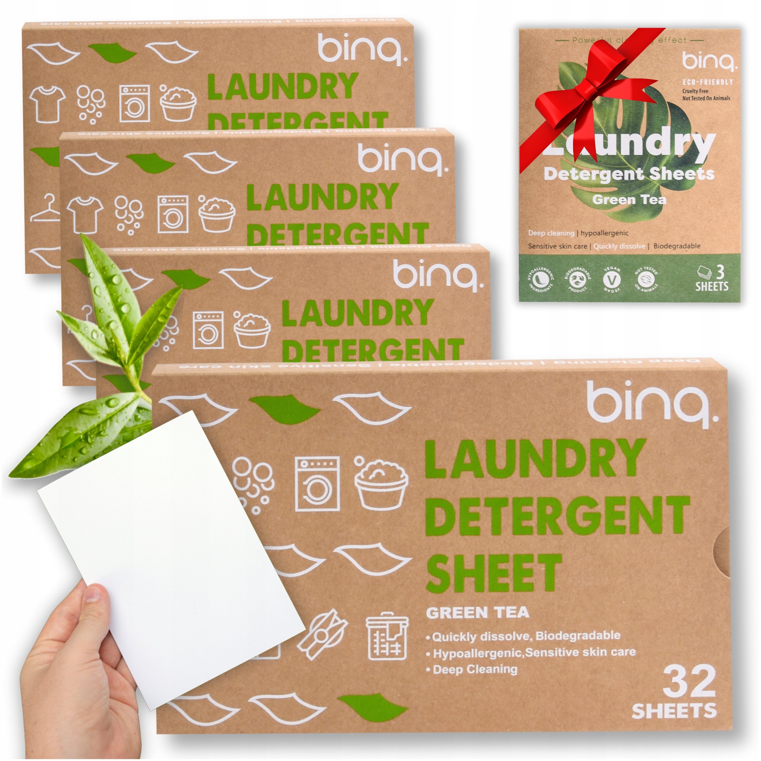 Chusteczki do Prania 128 Zielona Herbata Uniwersalne Hipoalergiczne