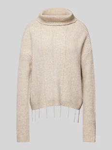 Sweter z dzianiny z golfem - Swetry damskie - miniaturka - grafika 1