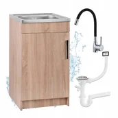 Szafki kuchenne - Szafka Kuchenna Sonoma 50 Slim Zlew Bateria Czarna Elast Syfon do Zmywarki - miniaturka - grafika 1