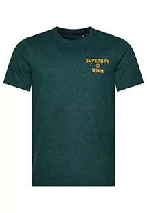 Superdry Koszulka męska z nadrukiem, Enamel Green Marl, L - Koszulki męskie - miniaturka - grafika 1