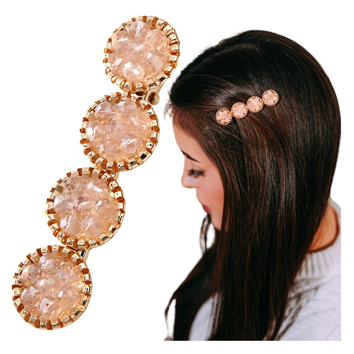 Spinka do Włosów Złota Koła z Cyrkoniami Ozdobna Wsuwka Lekka i Efektowna