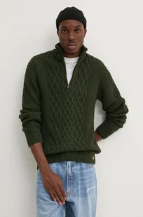 Superdry sweter z domieszką wełny męski kolor zielony ciepły z golferm M6110639A-1DT - Swetry męskie - miniaturka - grafika 1
