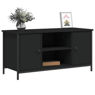 Szafka pod TV, czarna, 100x40x50 cm, materiał drewnopochodny Lumarko! - Szafki RTV - miniaturka - grafika 4