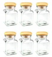 Pojemniki kuchenne - 6x Szklany pojemnik słoik z drewnianym korku do zalewu świeczek 150 ml - miniaturka - grafika 1