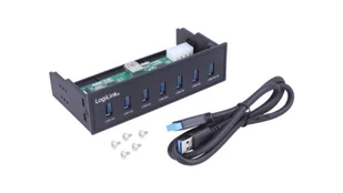 UA0342 Hub USB, USB A gniazdo x7, USB 3.0, rozmiar dla wnęki 5.25 - Huby USB - miniaturka - grafika 1