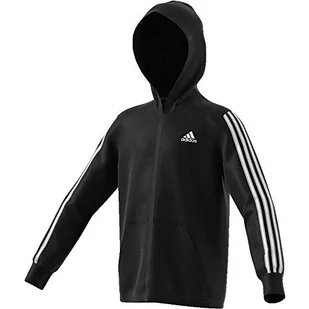 adidas bluza chłopięca z kapturem, 3 paski Full Zip czarny czarny/biały 110 - Bluzy dla chłopców - miniaturka - grafika 1
