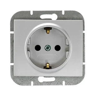 Abex Gniazdo pojedyncze z/u SCHUKO ONYX - srebrny - Gniazdka elektryczne - miniaturka - grafika 1