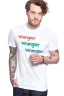 Koszulki męskie - Wrangler T Shirt Ss Repeat Tee White W7D7D3989-S - miniaturka - grafika 1