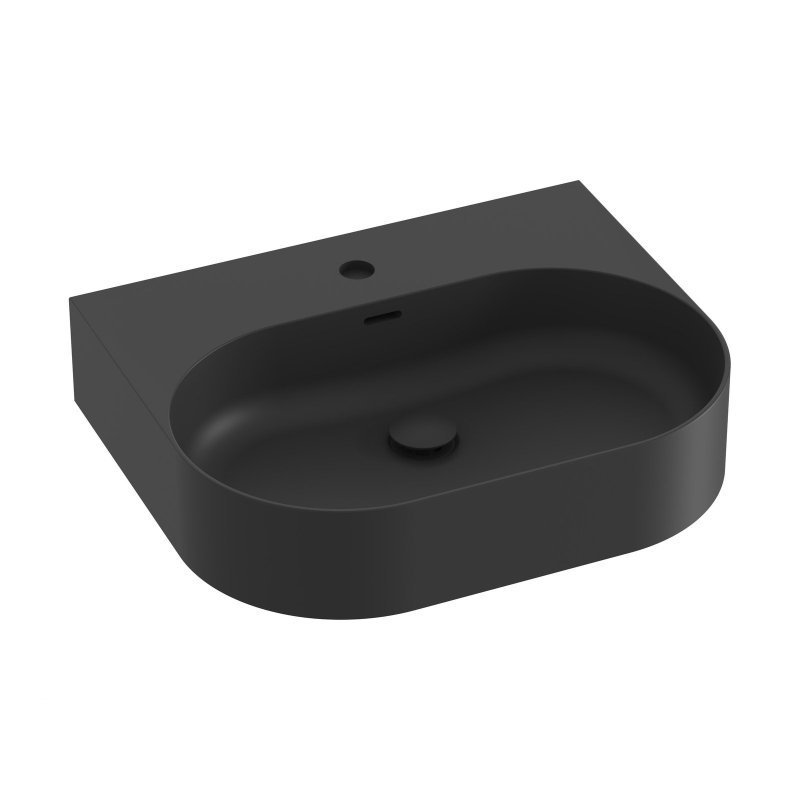 Ravak Owalna umywalka ceramiczna nablatowa Ceramic O Slim 550 Wall N czarny mat 1szt