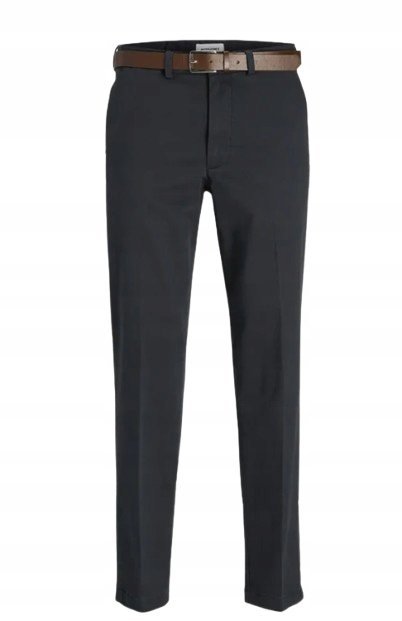 JACK&JONES ELEGANCKIE SPODNIE W KOLORZE GRANATOWYM Z PASKIEM 42/32 J_A