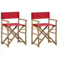 Fotele i krzesła ogrodowe - vidaXL Lumarko Składane krzesła reżyserskie 2 szt., czerwone, bambus i tkanina! 313031 - miniaturka - grafika 1