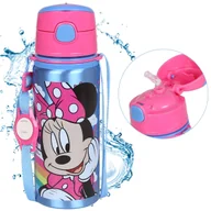 Shakery i bidony sportowe - DISNEY Myszka Minnie Aluminiowa BUTELKA TERMICZNA, ustnik, BIDON NA WODĘ z paskiem na ramię, dla dziewczynki 600ml - miniaturka - grafika 1