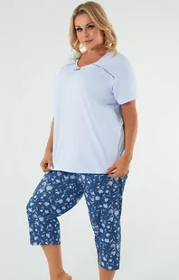 Piżama damska na krótki rękaw i 3/4 spodnie Agalia, Kolor niebiesko-błękitny, Rozmiar M, Italian Fashion - Primodo.com - Piżamy damskie - miniaturka - grafika 1
