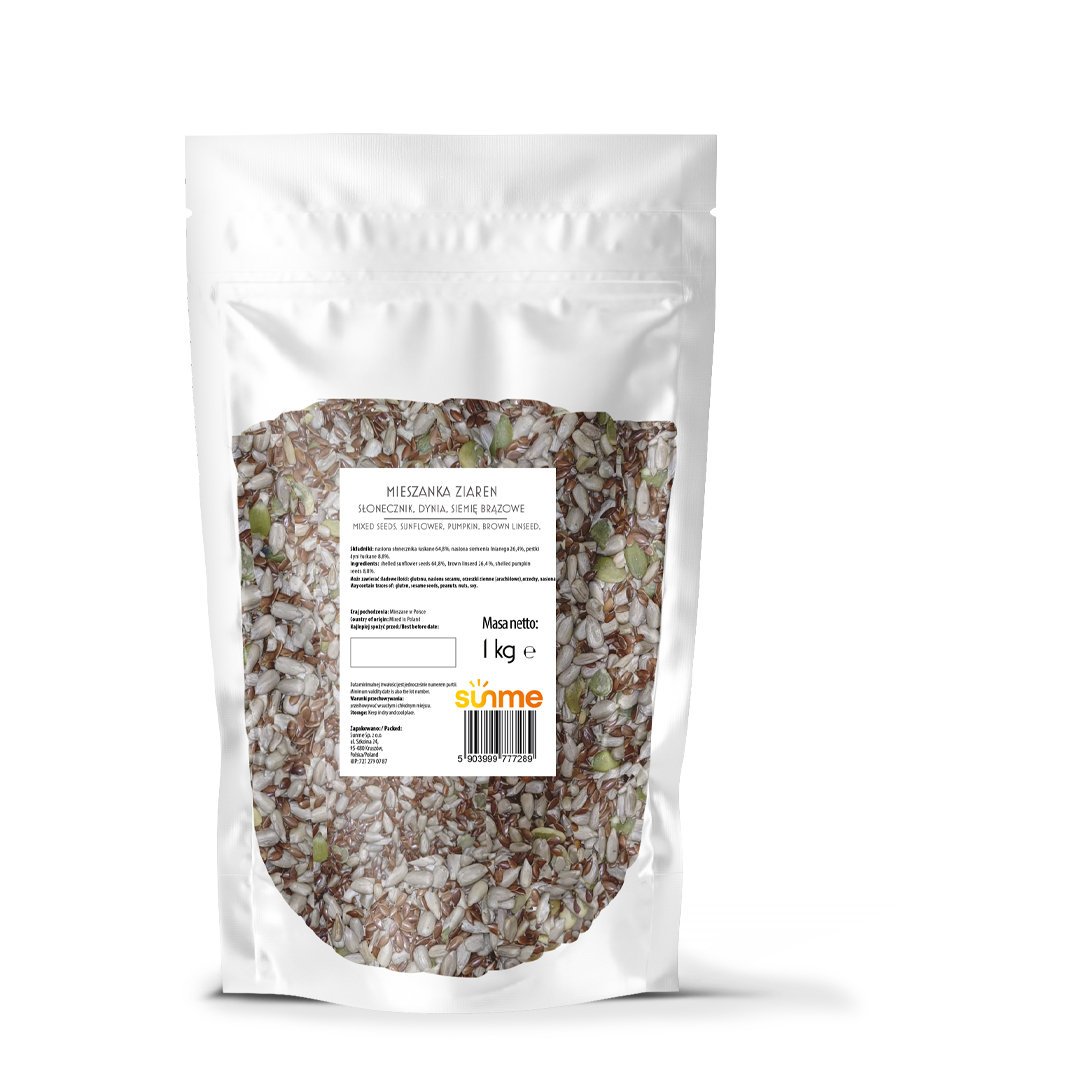 Mieszanka ziaren Słonecznik Dynia Siemię Sunme 1kg - zdrowy dodatek do diety