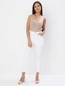 Spodnie damskie - Mohito - Jeansy mom slim PETITE - biały - miniaturka - grafika 1