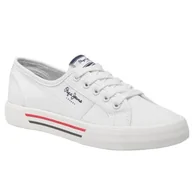 Trampki damskie - Buty Pepe Jeans Brady Basic W PLS31287 białe - miniaturka - grafika 1